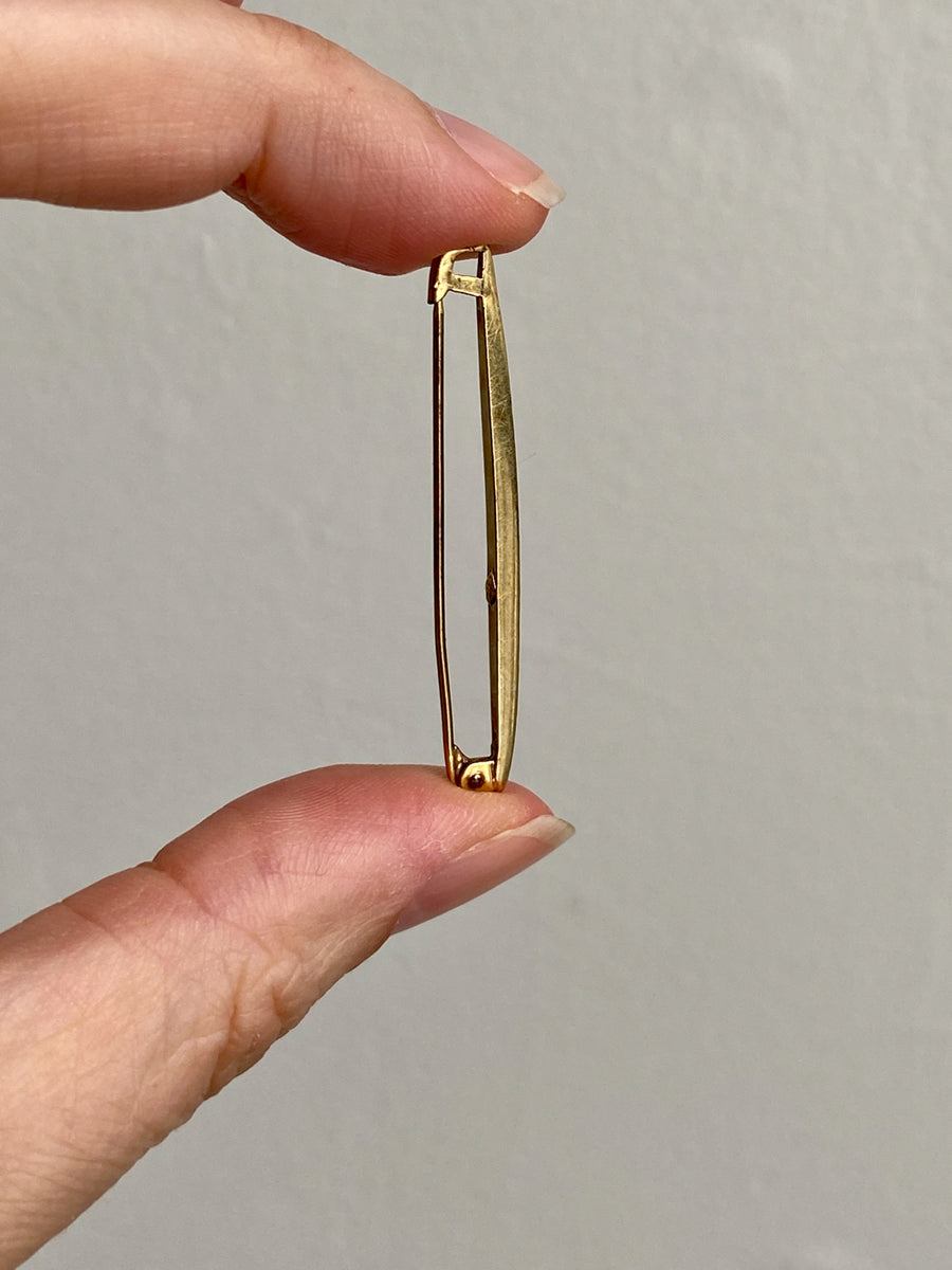 Midcentury era 14k gold safety pin brooch or chain extender - 1.75 inch length