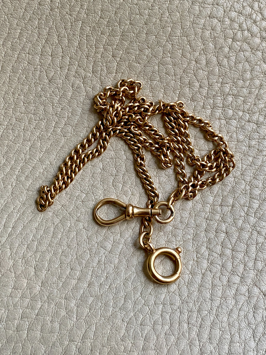 1917 Antique Swedish 18k gold watch chain necklace - 19.5 inch length