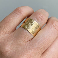 14K Gold “P” Initial Engraved Cigar Band Ring Circa 1900-1950 - Size 6.75