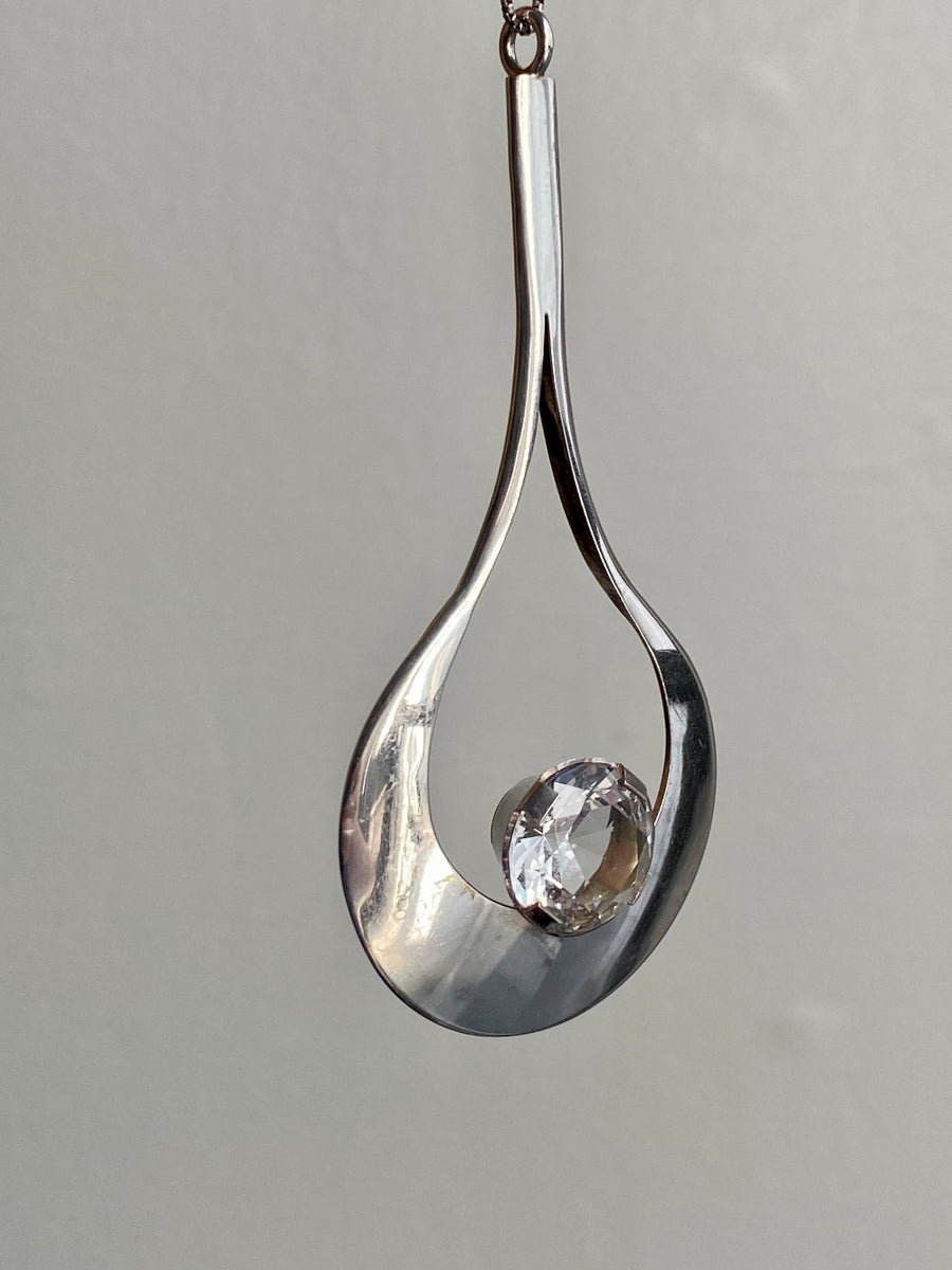 1974 Sterling Silver Droplet Pendant by Stigbert for Waldemar Johnson Atelier - 20 inch necklace