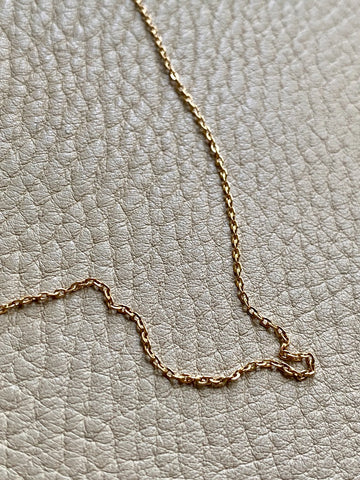 18k Gold Swedish Vintage Skinny Biker Link Chain Necklace - 17.3 inch length