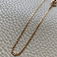 Antique Scandinavian 18k Gold Skinny Pressed Curb Link - Watch Chain Necklace with Swivel Dog Clip - 18.5 inch length