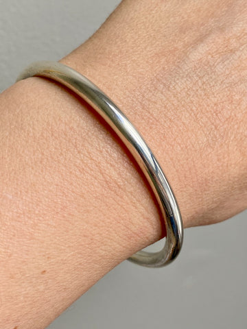 Heavy Round Solid Bangle - Solid Sterling Silver - 7.8 inch interior circumference