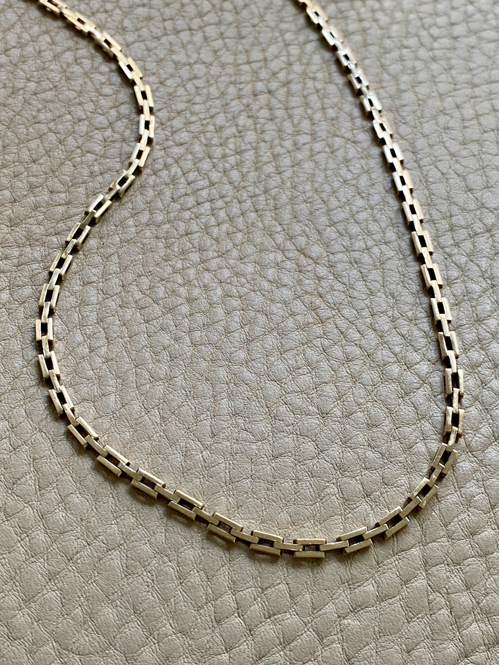 Sleek! Vintage Danish 14k Gold Link Necklace - 16.25 inch length