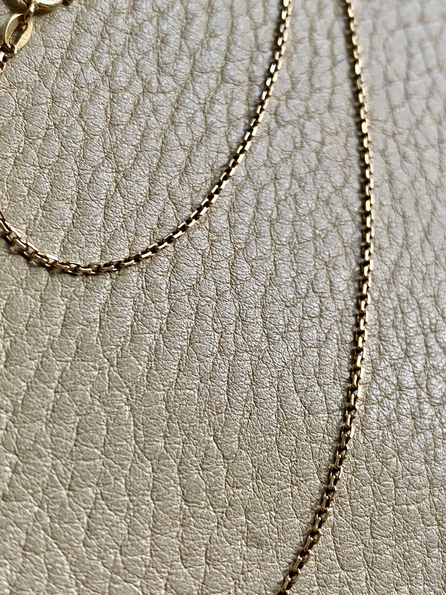 14k Gold Danish Vintage Slim Biker Link Chain Necklace - 18.25 inch length