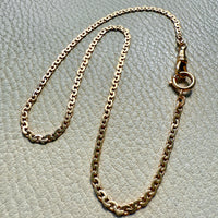 18k Gold Antique Virola Link Watch Chain Front Clasp Necklace - 15.6 inch length