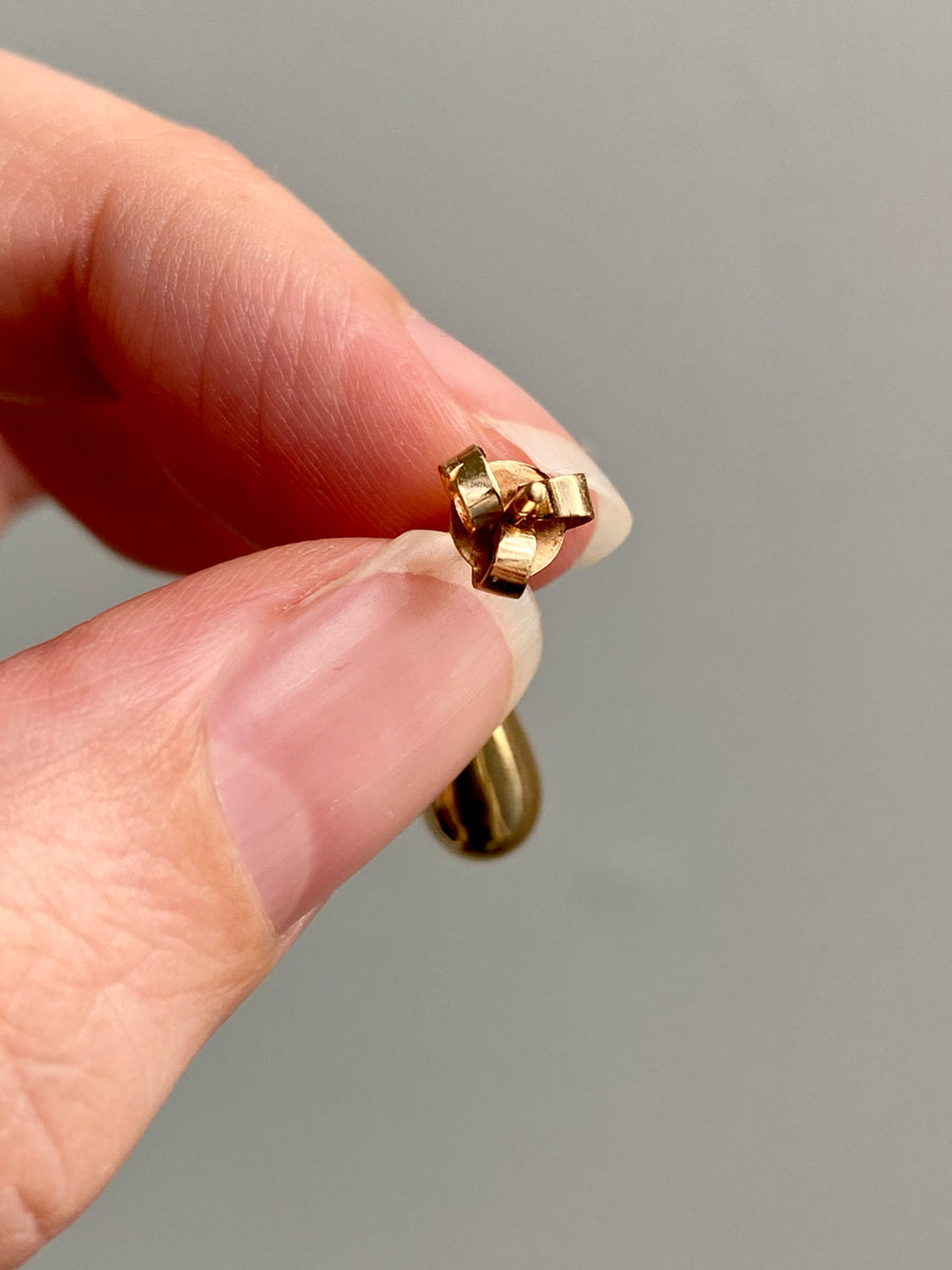 18k gold Droplet stud earrings - 1950s era Vintage Swedish