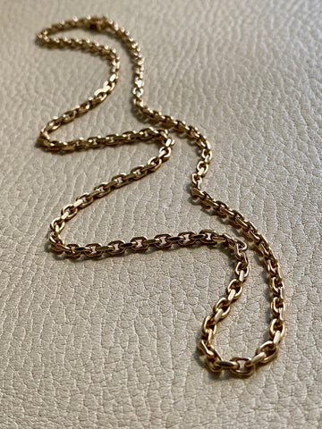 Vintage Danish Chunky Biker Link Chain Necklace in 14k Gold - 20 Inch length