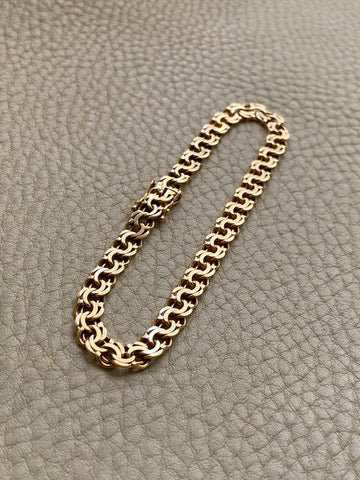 1954 Double link solid 18k gold bracelet by Rolf Miler- 7.6 inch length