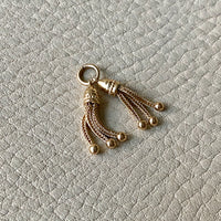 14k Gold Victorian era Linked Pair of Chain Tassels charm or pendant