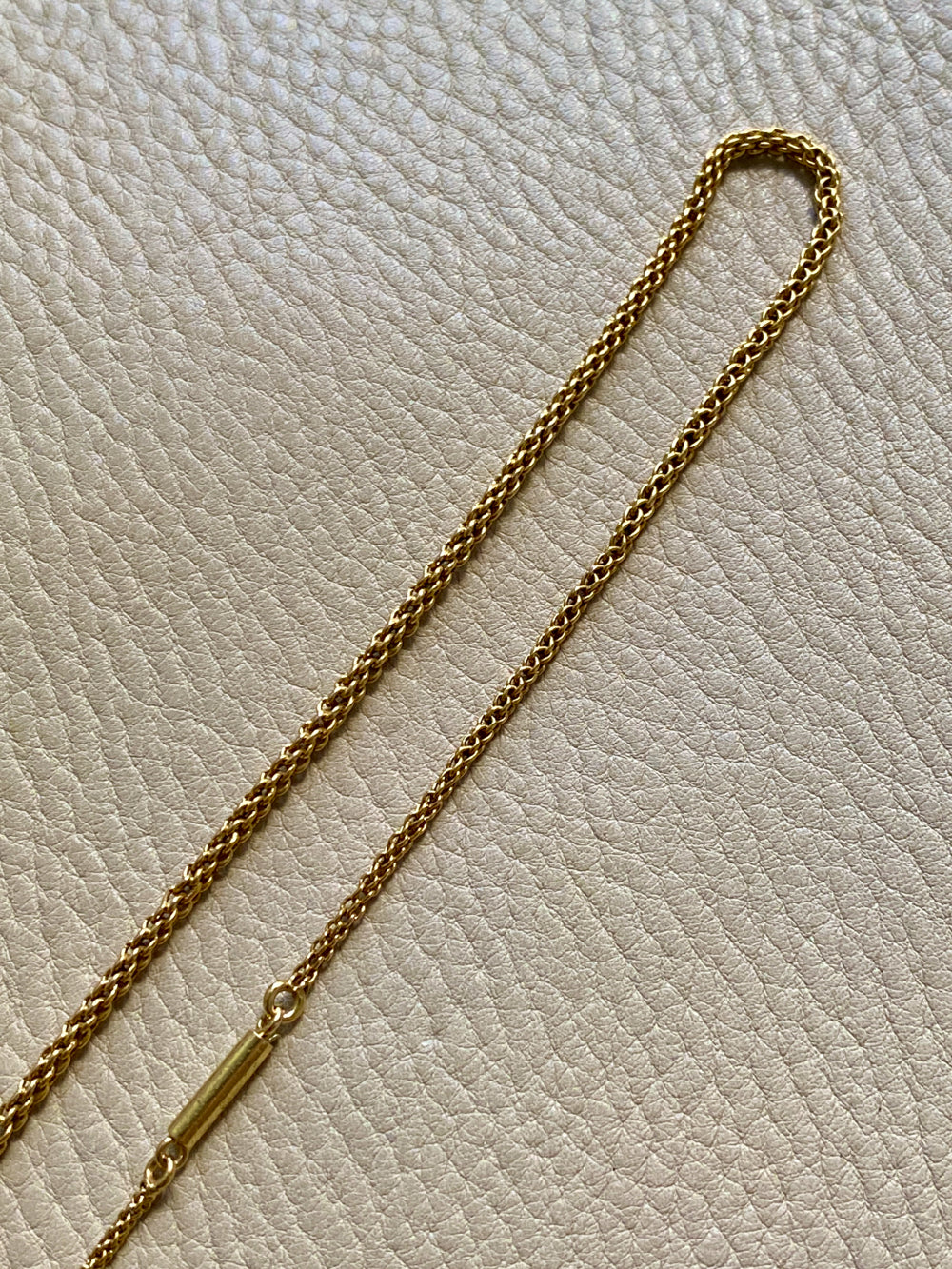 Antique Round Link Tubular Mesh Necklace - Solid 18k gold - 18 inch length