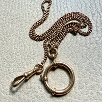 Antique 18k Gold Watch Chain Necklace with Large Bolt Clasp - 17.25 inch length