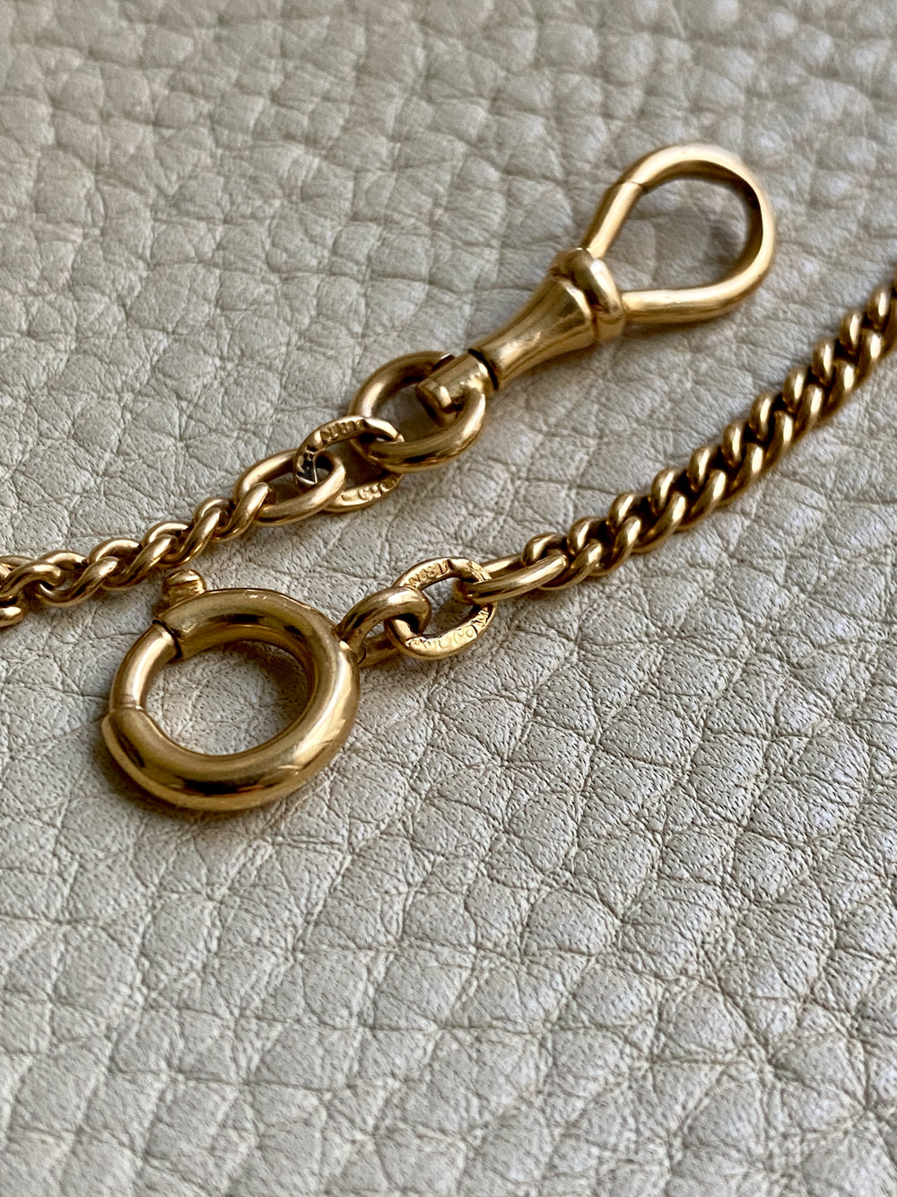 1917 Antique Swedish 18k gold watch chain necklace - 19.5 inch length