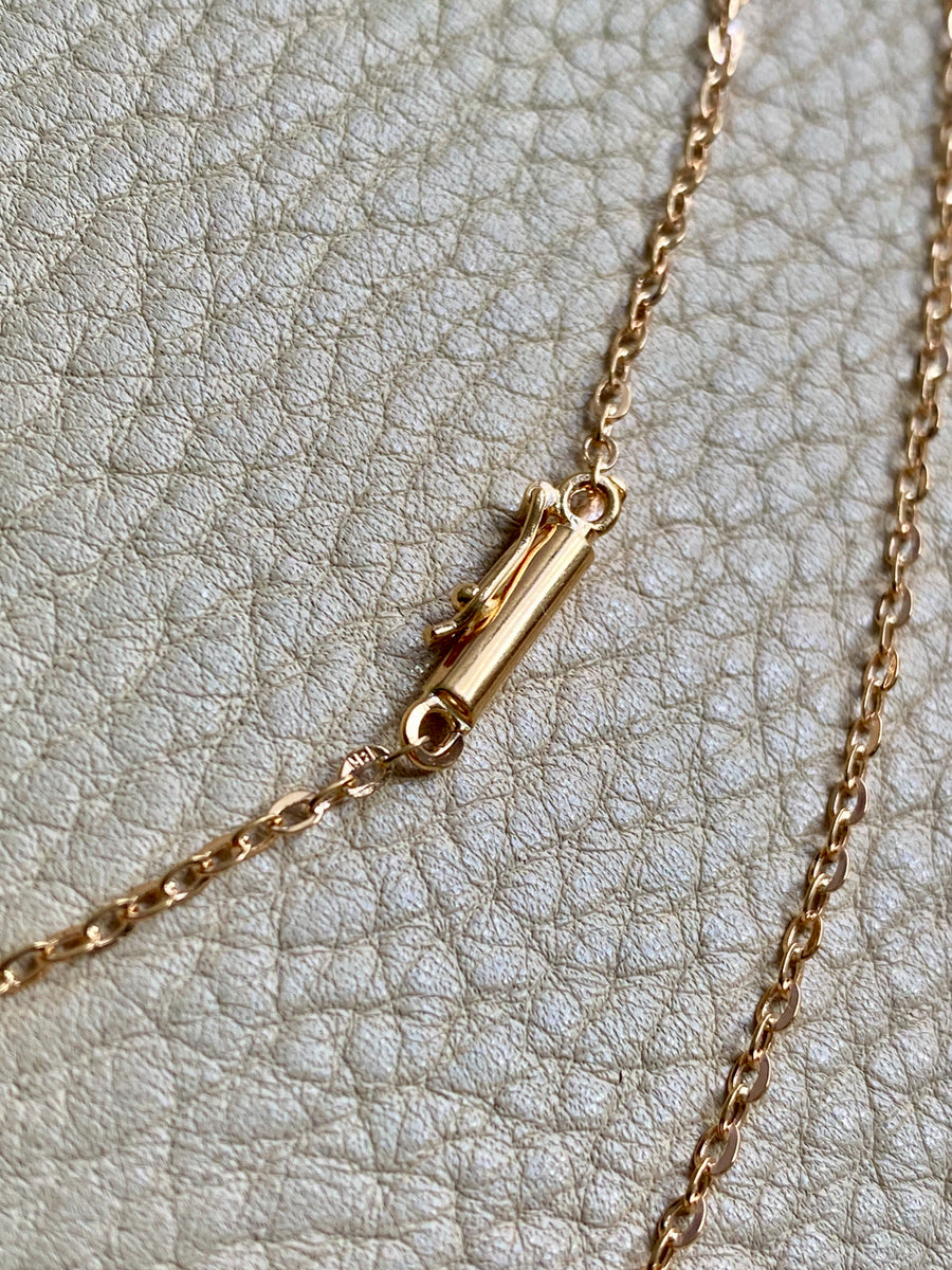 1907 Antique Cable Link Chain Necklace in 18k gold - tube clasp - 16.5 inch length