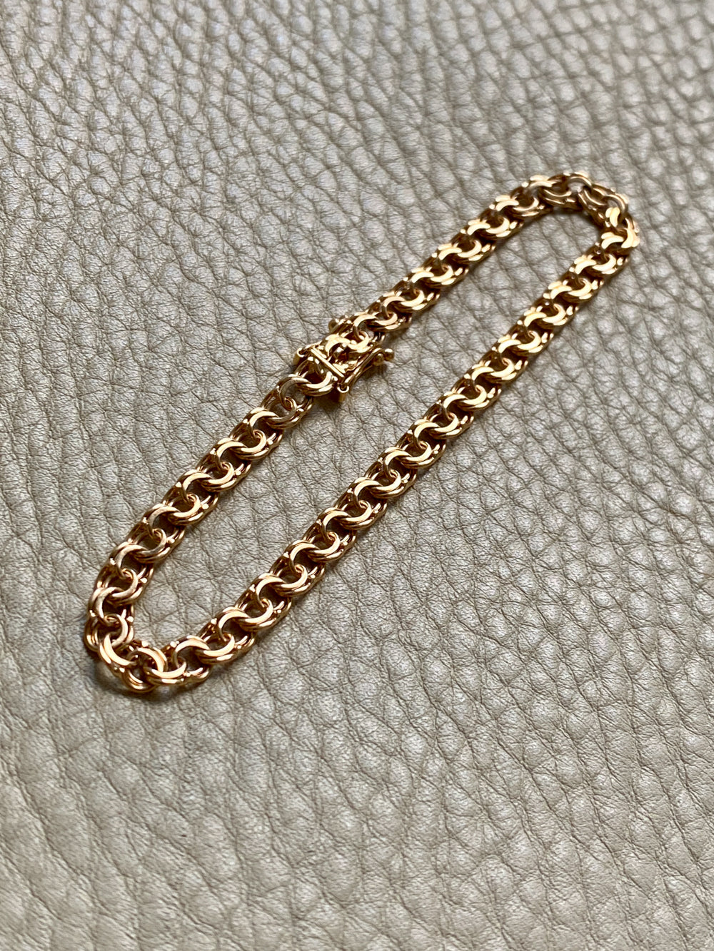 1963 Double link solid 18k gold bracelet - 7.25 inch length