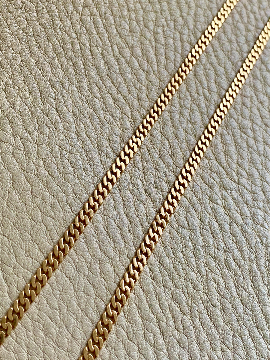 1923-1965 Swedish Vintage 18k Gold Pressed Curb Link Necklace - 18 inch length