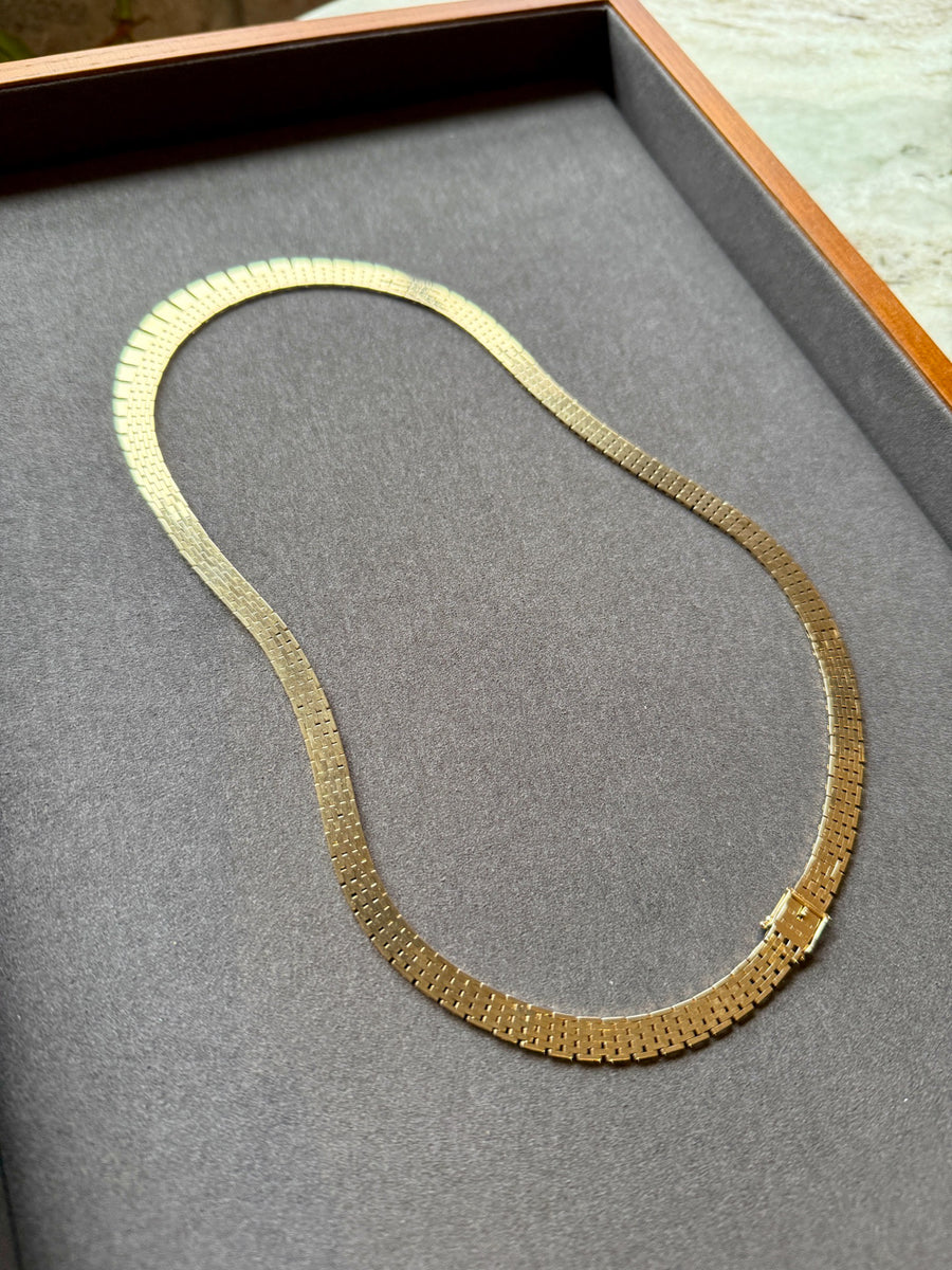 STUNNING! 14k Gold Cleopatra Link Necklace - Vintage Danish Signed - 20.4 inch length