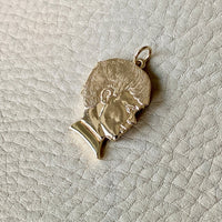 Vintage 14k Gold Large Empty Boy Head Locket Pendant