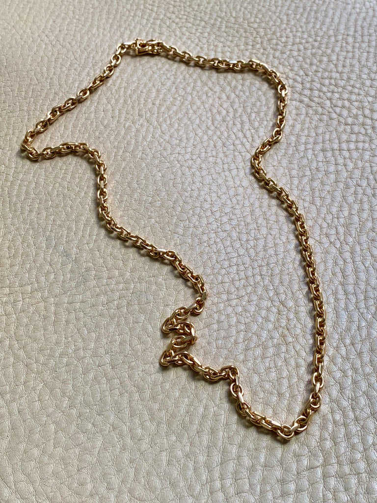 Excellent! Biker Link Chain in 14k Gold - Danish Vintage by Jannik Lilleriis Andersen - 20 inch length