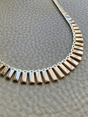 Dramatic SPARKLING! 14k gold cleopatra link necklace - 19.7 inch length