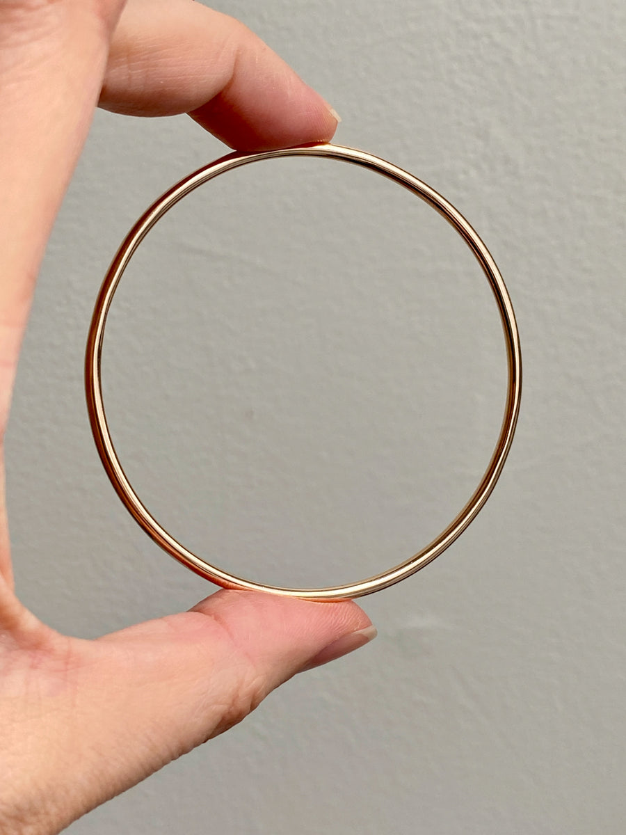 1955 Swedish Vintage 18k Gold Round Circular Solid Bangle - 7.5 inch interior circumference