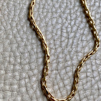 18k Gold Vintage - Unique Elongated Wavy Biker Link Chain Necklace - 18.9 inch length