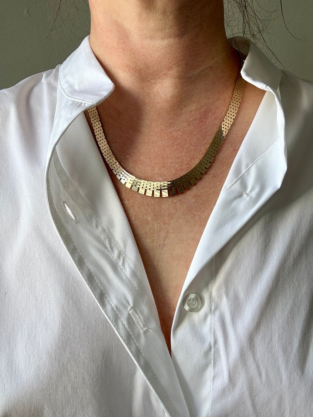 STUNNING! 14k Gold Cleopatra Link Necklace - Vintage Danish Signed - 20.4 inch length