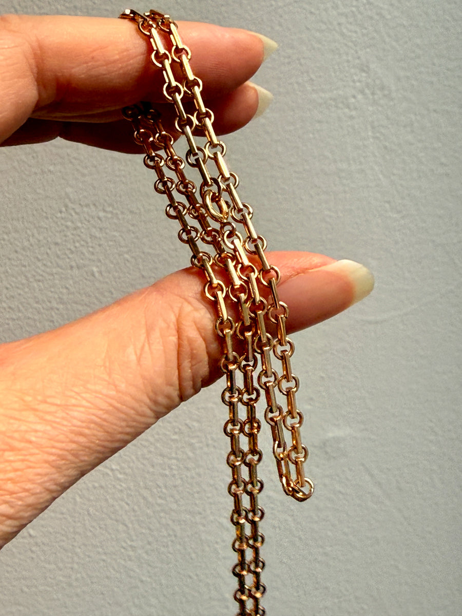 Swedish Vintage 18k gold Chain Necklace - Alternating Long and Round Links - 19.5 inch length