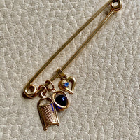 18k gold heart with blue stone pendant or charm