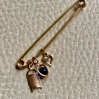 1965 Swedish Vintage 18k gold safety pin brooch or chain extender