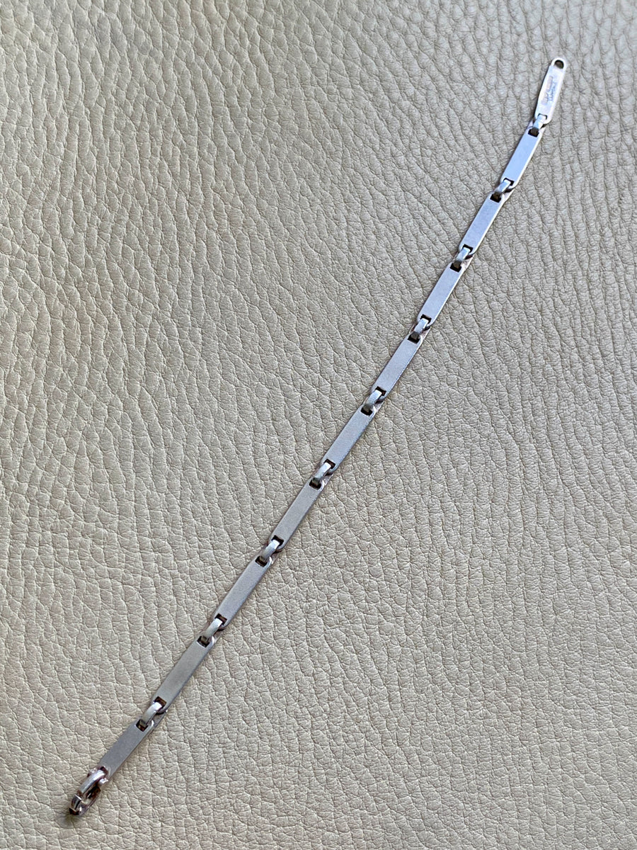 1985 ‘Labyrint’ bar link bracelet by Bjorn Weckstrom for Lapponia in sterling silver - 7.6 inch length