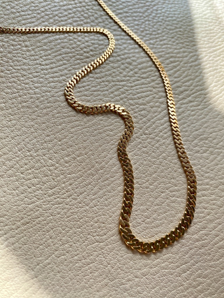 Vintage 18k gold pressed curb link necklace - 18.5 inch length