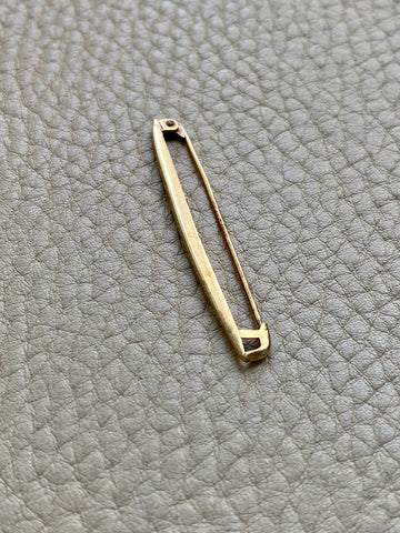 Midcentury era 14k gold safety pin brooch or chain extender - 1.75 inch length