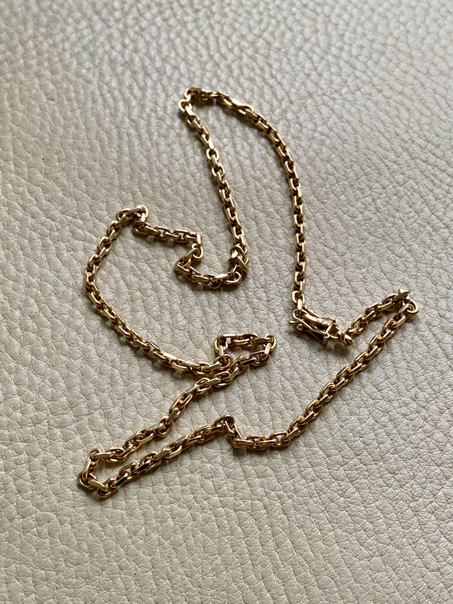 Vintage Danish Chunky Biker Link Chain Necklace in 14k Gold - 20 Inch length