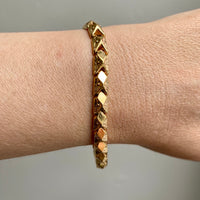 Chevron Pyramid Link Bracelet in 18k Gold - Vintage Italian - 7.5 inch length