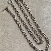 EXCELLENT Chunky Long Sterling Silver Biker Chain Lariat Necklace - Vintage Danish Handmade - 30 inch length