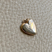 14k gold vintage charm or pendant - Heart with Faceted Ruby