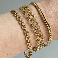 Italian vintage - Dense round curb link bracelet in 18k yellow gold - 7.25 inch length