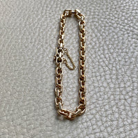 Early 1900s Era Biker Link Bracelet in 14k Gold by Bernhard Hertz - 7.5 inch length