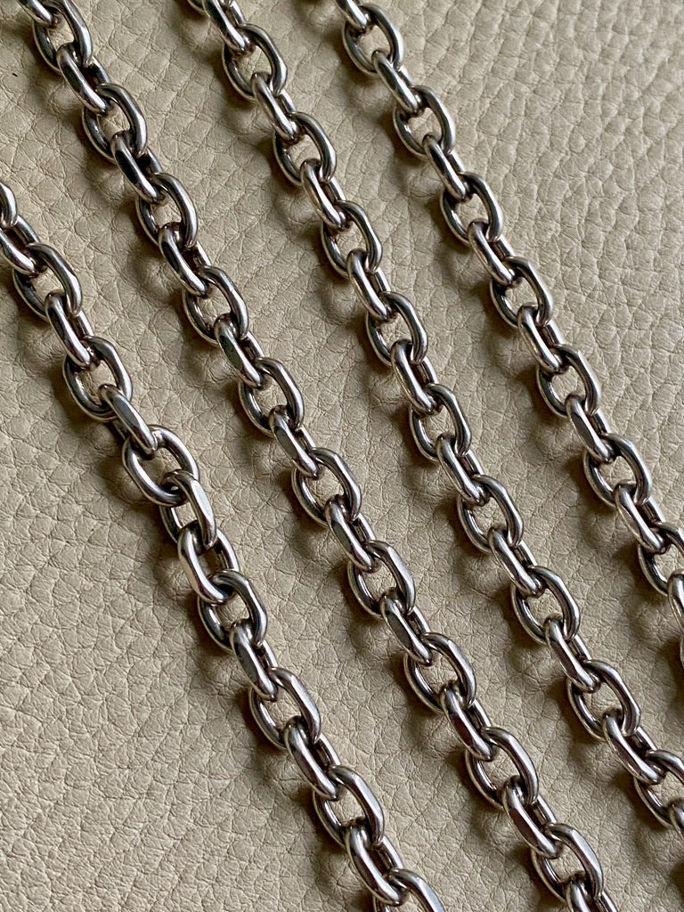 EXCELLENT Chunky Long Sterling Silver Biker Chain Lariat Necklace - Vintage Danish Handmade - 30 inch length