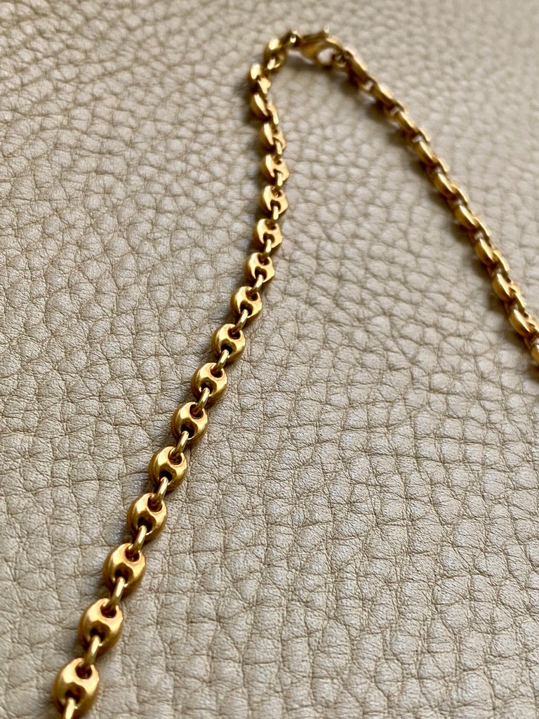 18k Gold Vintage Italian Puffy Mariner Link Chain Necklace - 18.1 inch length