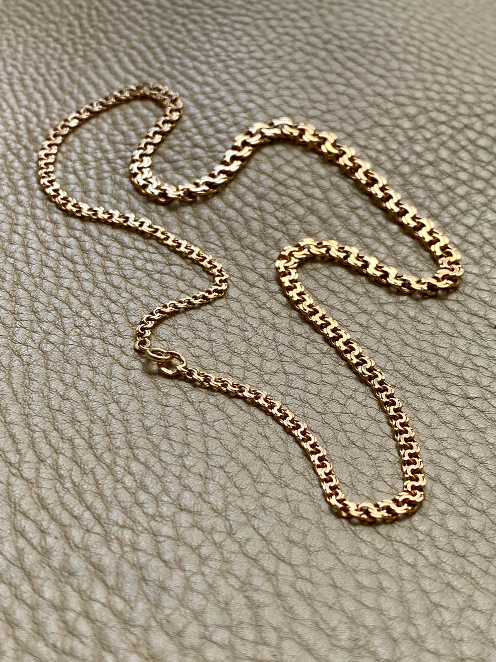 Vintage 1950s Double-link necklace - Solid 18k gold - 18 inch length