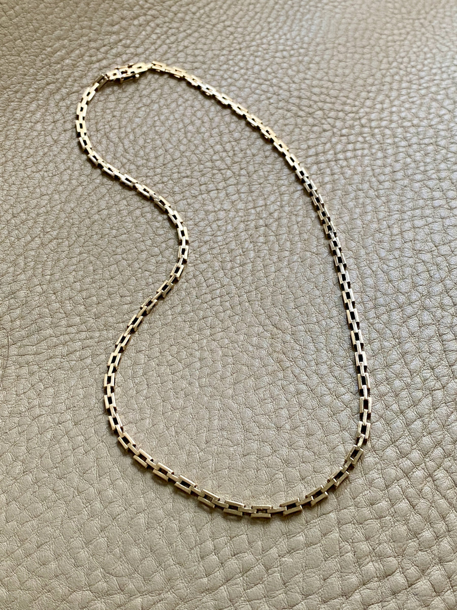 Sleek! Vintage Danish 14k Gold Link Necklace - 16.25 inch length