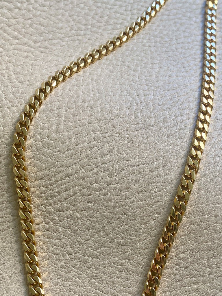 AMAZING! Heavy Italian Vintage Curb Link Necklace in Solid 18k Gold - 20 inch length