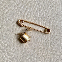 Vintage 14k gold rod safety pin brooch or chain extender