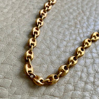 18k Gold Vintage Italian Puffy Mariner Link Chain Necklace - 18.1 inch length