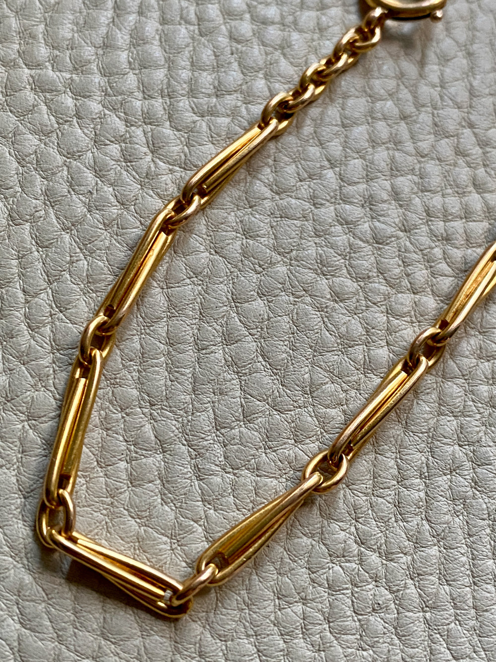 Spanish 19th Century Antique Watch Chain Double Fetter, Hayseed Link Necklace in 18k gold - 16 inch length