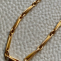 Spanish 19th Century Antique Watch Chain Double Fetter, Hayseed Link Necklace in 18k gold - 16 inch length