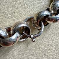 Chubby Antique Silver Rolo Link Bracelet - Circa 1900 - 6.5 inch interior circumference