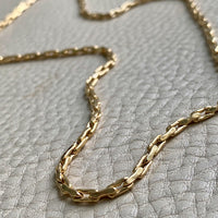 18k Gold Vintage - Unique Elongated Wavy Biker Link Chain Necklace - 18.9 inch length